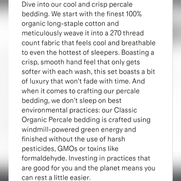 Classic Organic Cotton Percale Duvet Cover + 2 Shams TWIN Bedding Set Windowpane - Picture 7 of 10